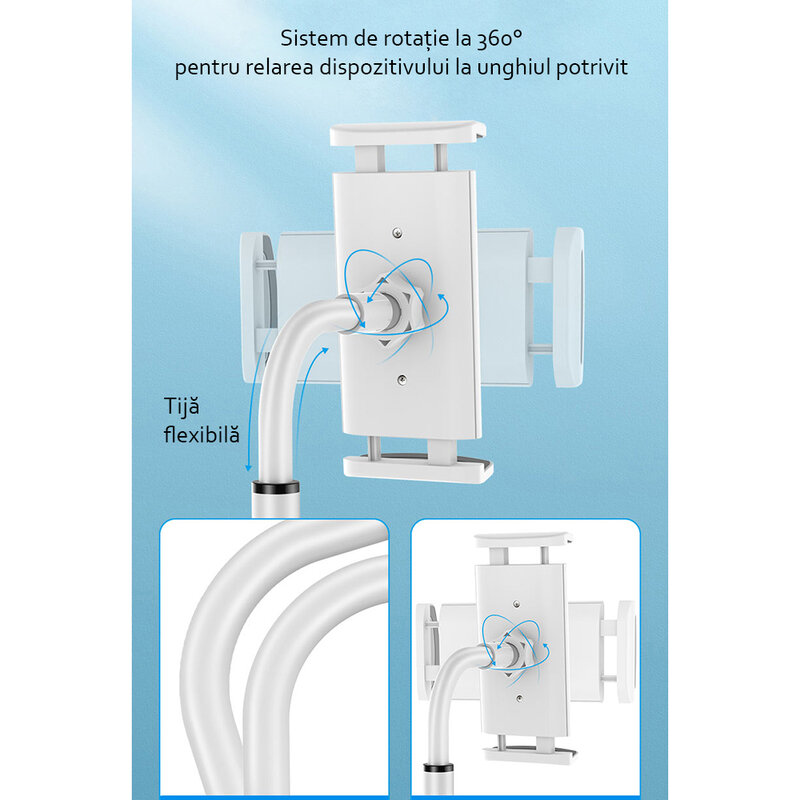 Suport telefon, tableta Birou Hoco PH30, stand universal reglabil, alb 