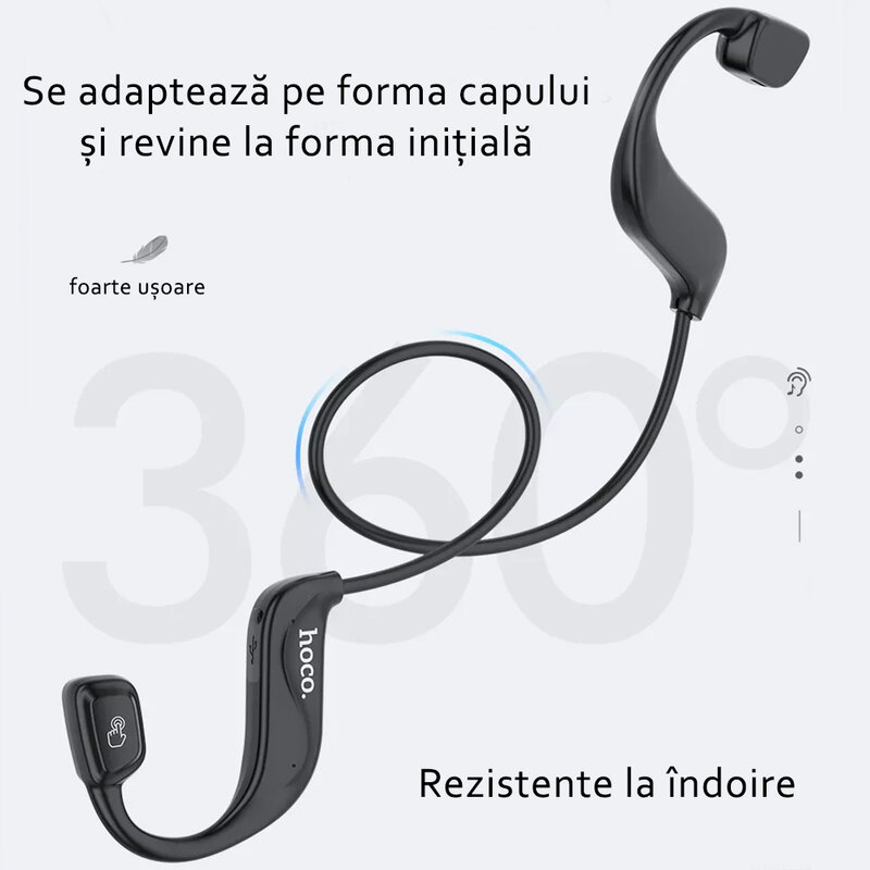 Casti wireless Hoco ES50, TWS earbuds, Bluetooth, microfon, negru