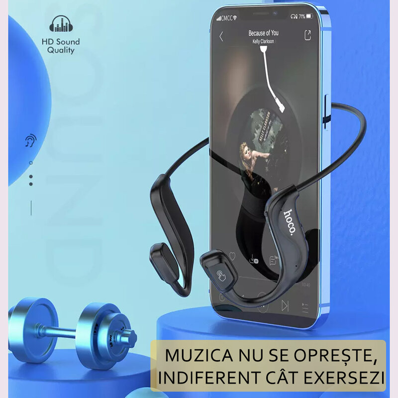 Casti wireless Hoco ES50, TWS earbuds, Bluetooth, microfon, negru
