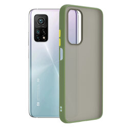 Husa Xiaomi Mi 10T Pro 5G Mobster Chroma Cu Butoane Si Margini Colorate - Verde Deschis