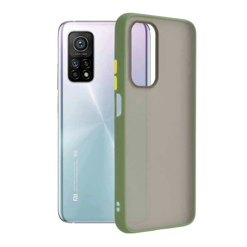 Husa Xiaomi Mi 10T Pro 5G Mobster Chroma Cu Butoane Si Margini Colorate - Verde Deschis