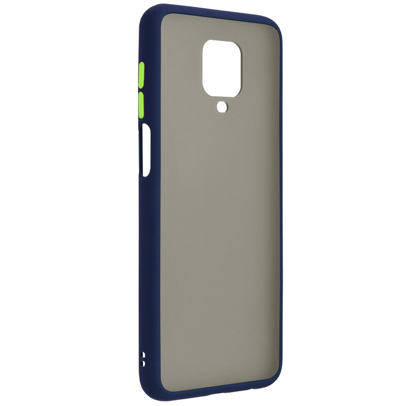 Husa Xiaomi Redmi Note 9 Pro Mobster Chroma Cu Butoane Si Margini Colorate - Albastru