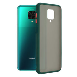 Husa Xiaomi Redmi Note 9 Pro Mobster Chroma Cu Butoane Si Margini Colorate - Verde Inchis