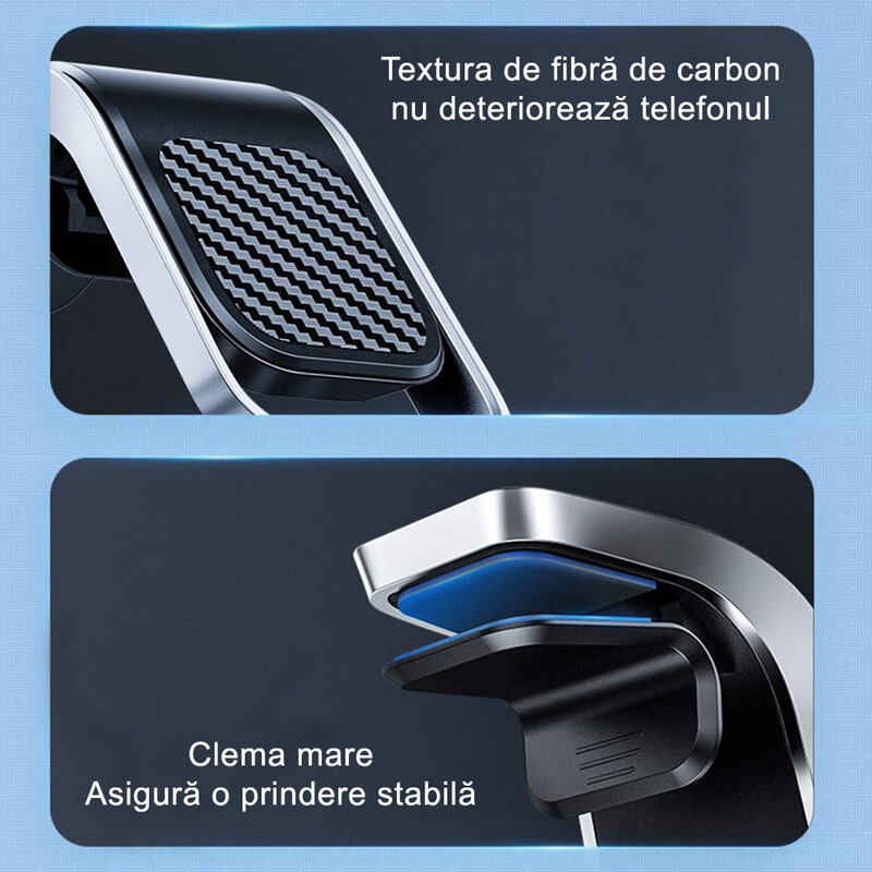 Suport telefon auto magnetic Hoco CA74, prindere grila de ventilatie, argintiu