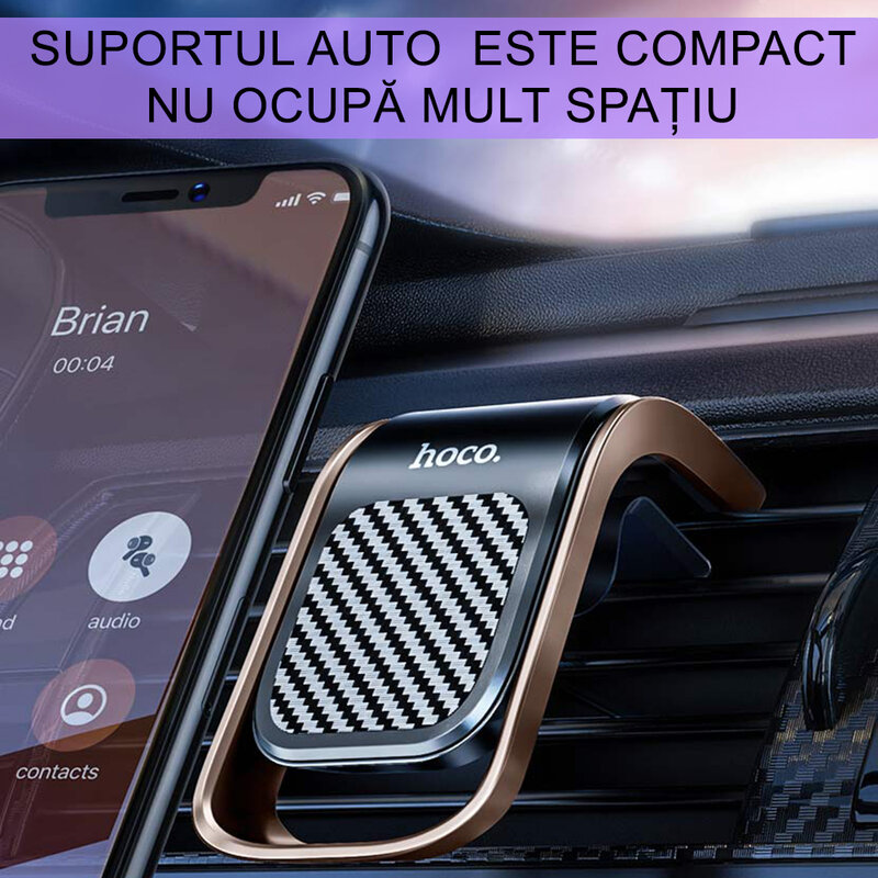 Suport telefon auto magnetic Hoco CA74, prindere grila de ventilatie, gri