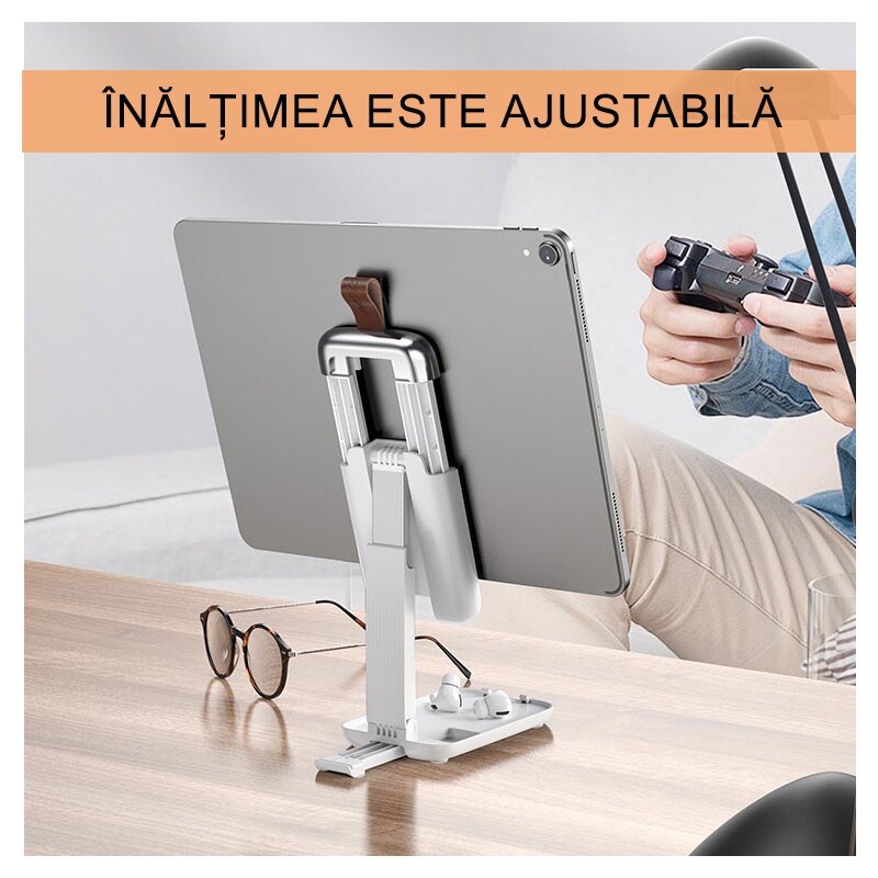 Suport telefon, tableta birou Hoco S28, stand universal pliabil, negru