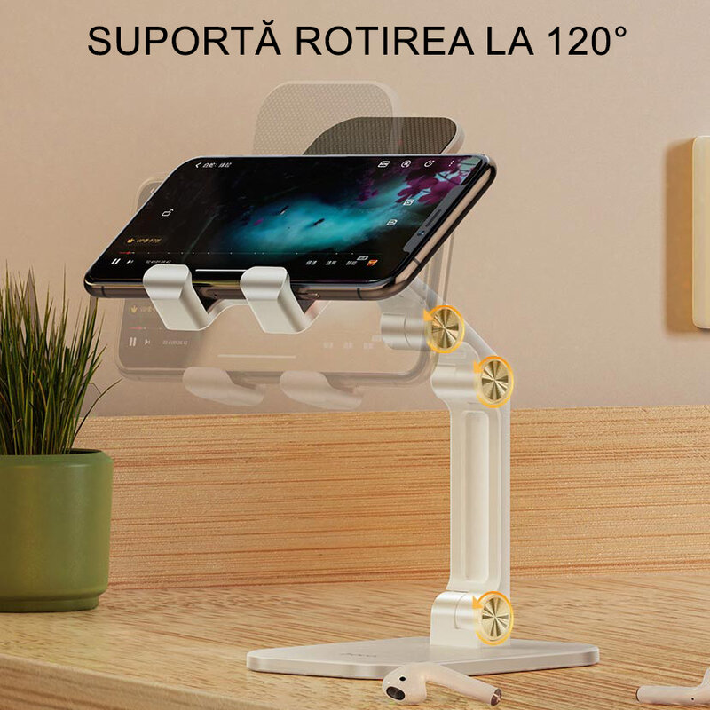 Suport pliabil telefon, tableta birou Hoco PH34, negru