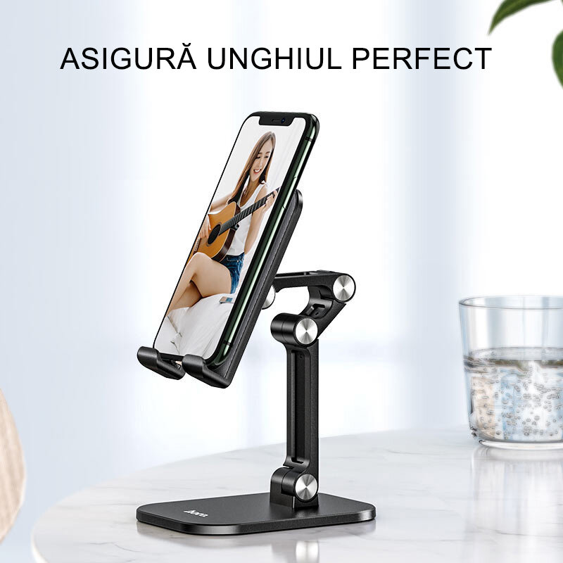 Suport pliabil telefon, tableta birou Hoco PH34, negru