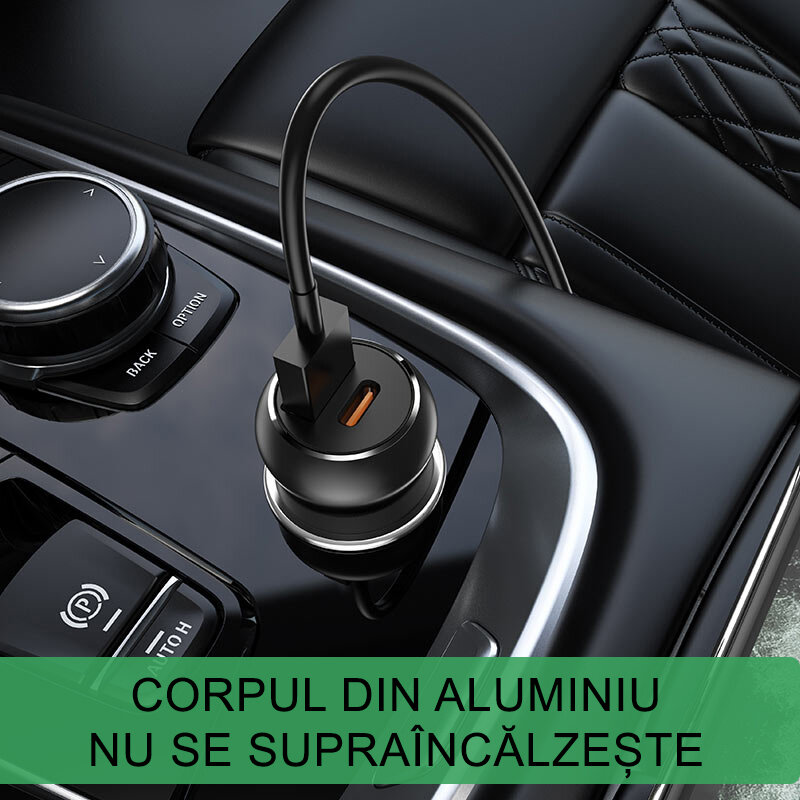 Incarcator auto Hoco Z38, USB QC3.0 18W, Type-C PD 20W, rosu