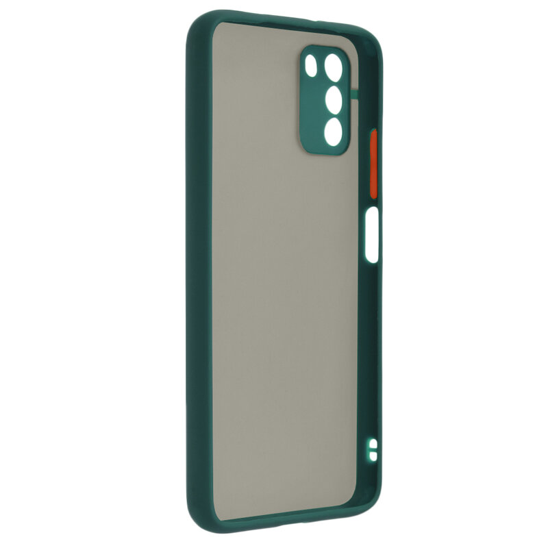Husa Xiaomi Poco M3 Mobster Chroma Cu Butoane Si Margini Colorate - Verde Inchis