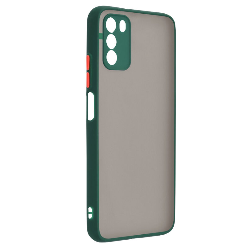 Husa Xiaomi Poco M3 Mobster Chroma Cu Butoane Si Margini Colorate - Verde Inchis