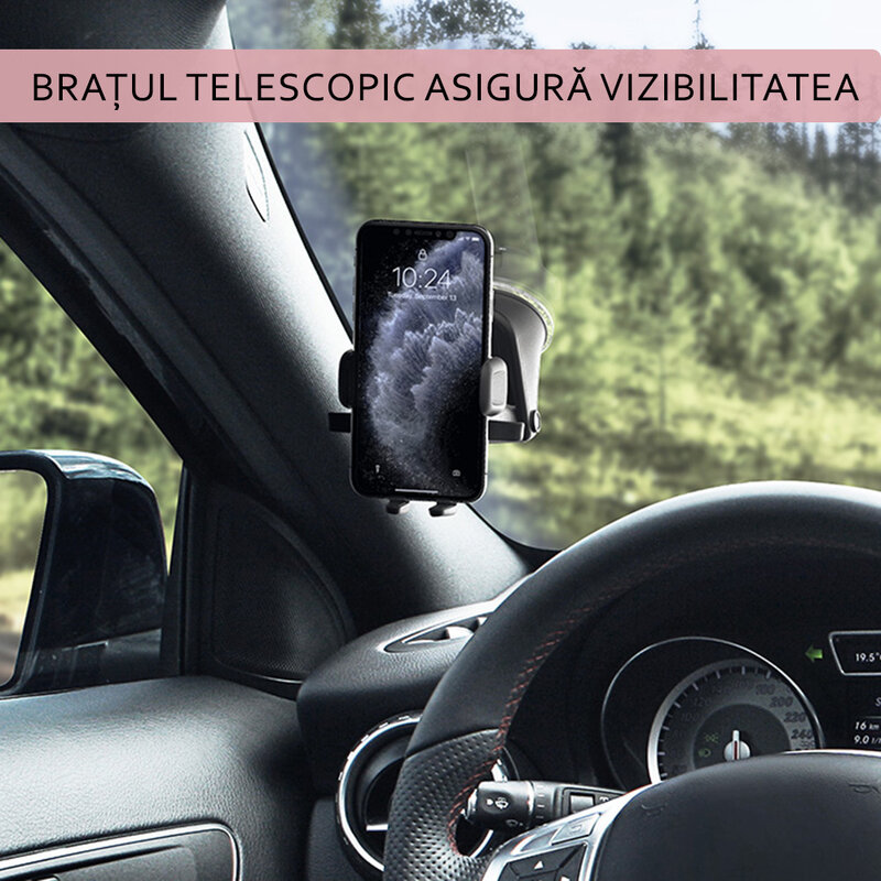 Suport telefon auto IOttie Easy One Touch 5 pentru bord, parbriz, negru