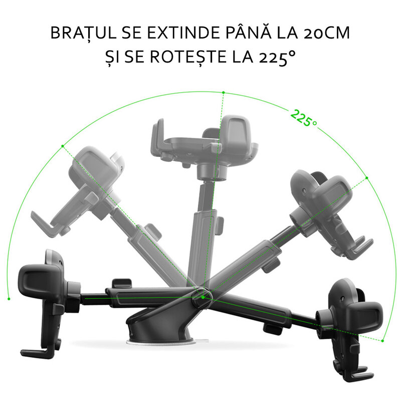 Suport telefon auto IOttie Easy One Touch 5 pentru bord, parbriz, negru