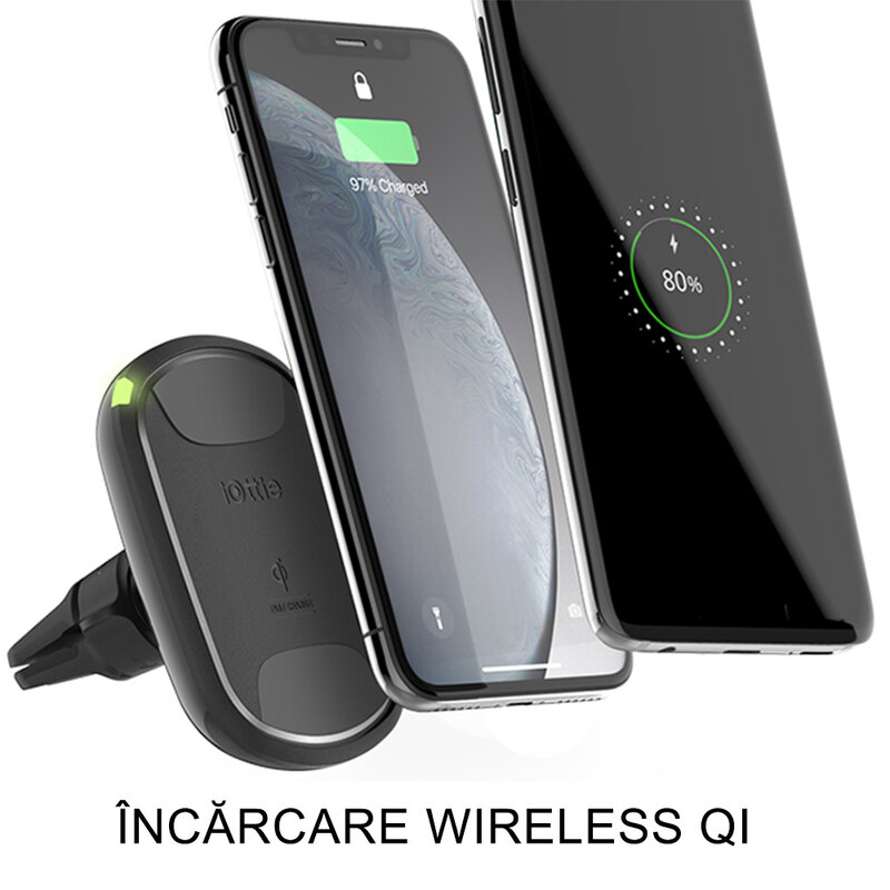 Suport telefon auto IOttie iTAP 2, incarcare wireless, negru