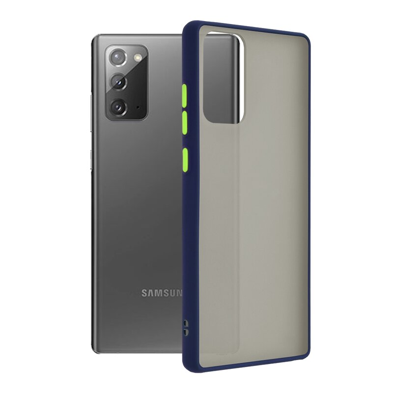 Husa Samsung Galaxy Note 20 Mobster Chroma Cu Butoane Si Margini Colorate - Albastru