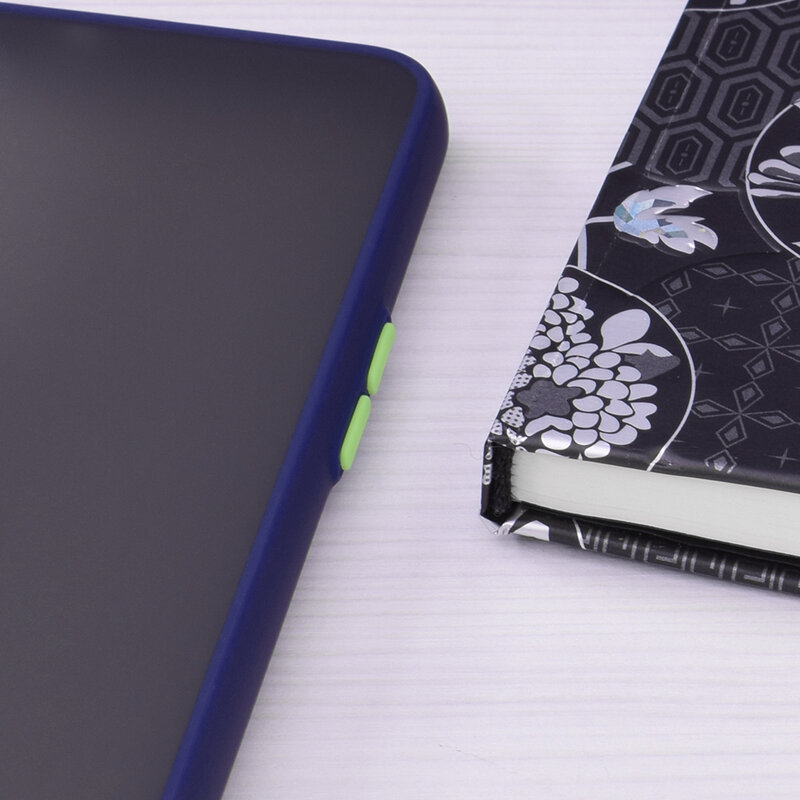 Husa Samsung Galaxy Note 20 Mobster Chroma Cu Butoane Si Margini Colorate - Albastru