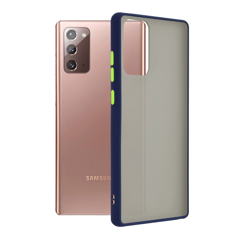 Husa Samsung Galaxy Note 20 5G Mobster Chroma Cu Butoane Si Margini Colorate - Albastru