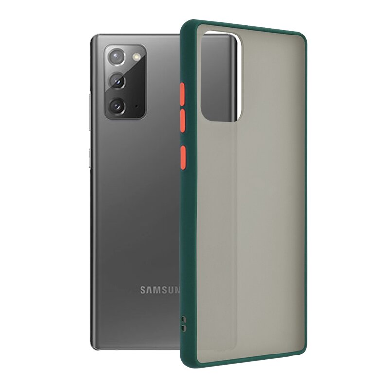 Husa Samsung Galaxy Note 20 Mobster Chroma Cu Butoane Si Margini Colorate - Verde Inchis
