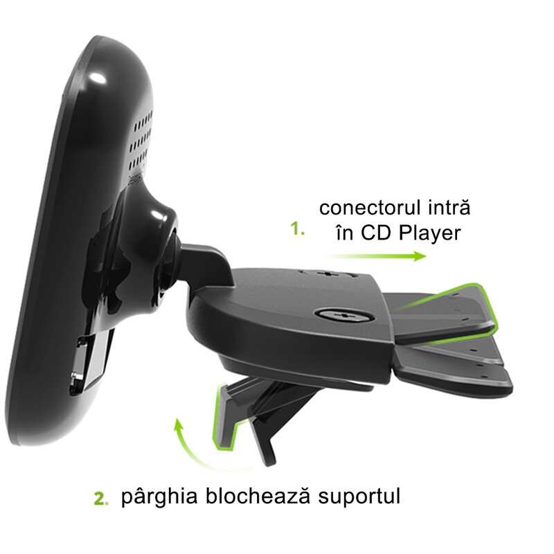 Suport telefon auto IOttie iTAP 2 CD slot, incarcare wireless, negru