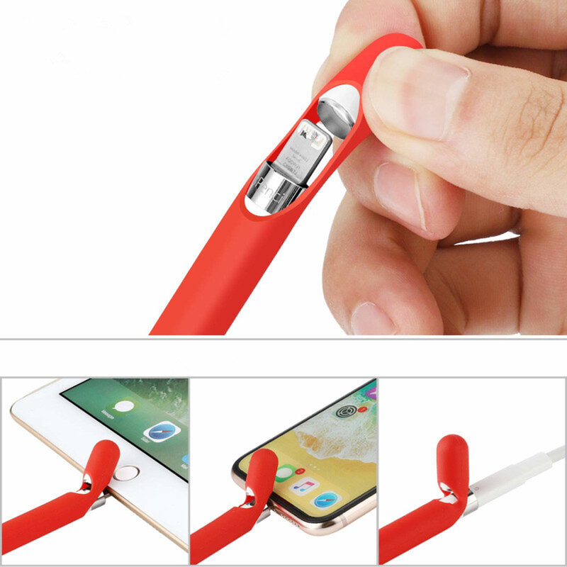 Husa Apple Pencil 1 Tech-Protect Smooth Din Silicon Flexibil Si Lavabil - Alb