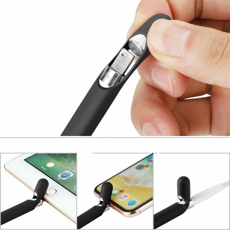 Husa Apple Pencil 1 Tech-Protect Smooth Din Silicon Flexibil Si Lavabil - Negru