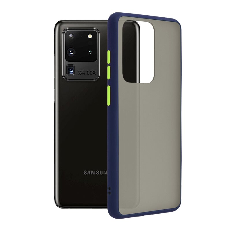 Husa Samsung Galaxy S20 Ultra Mobster Chroma Cu Butoane Si Margini Colorate - Albastru