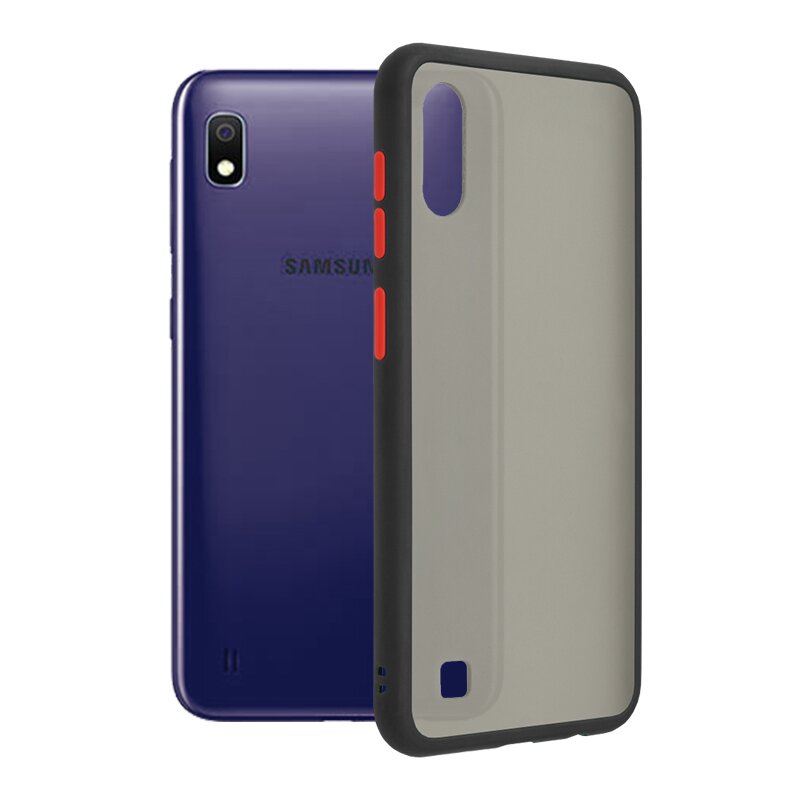 Husa Samsung Galaxy A10 Mobster Chroma Cu Butoane Si Margini Colorate - Negru