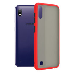 Husa Samsung Galaxy A10 Mobster Chroma Cu Butoane Si Margini Colorate - Rosu