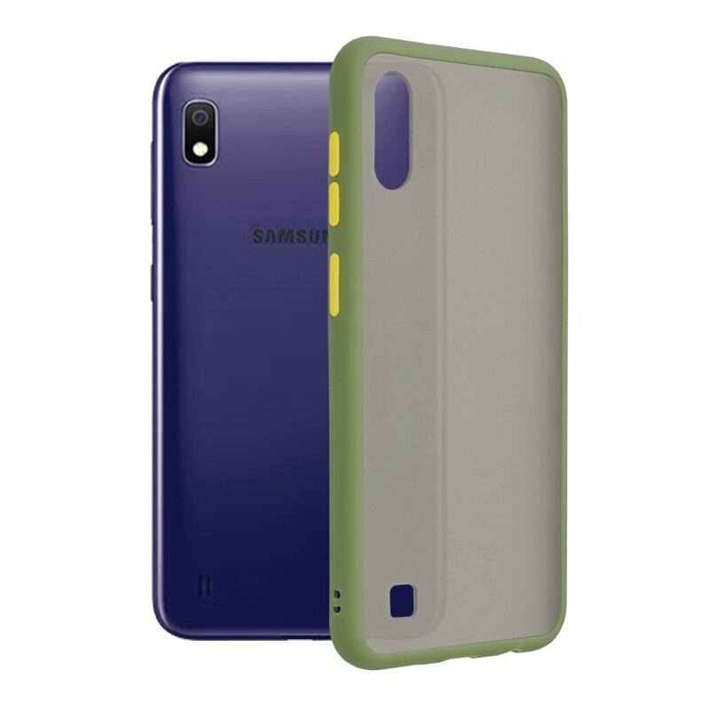 Husa Samsung Galaxy A10 Mobster Chroma Cu Butoane Si Margini Colorate - Verde Deschis