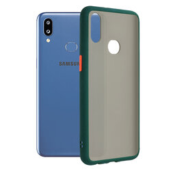 Husa Samsung Galaxy M01s Mobster Chroma Cu Butoane Si Margini Colorate - Verde Inchis