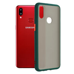 Husa Samsung Galaxy A10s Mobster Chroma Cu Butoane Si Margini Colorate - Verde Inchis