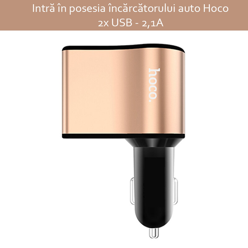 Incarcator Auto Hoco Z10 2xUBS 2.1A - Negru