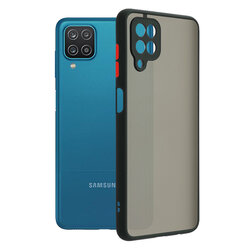 Husa Samsung Galaxy A12 Mobster Chroma Cu Butoane Si Margini Colorate - Negru