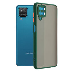 Husa Samsung Galaxy A12 Mobster Chroma Cu Butoane Si Margini Colorate - Verde Inchis