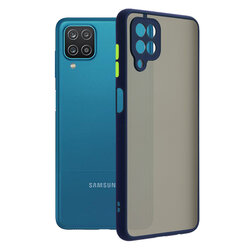 Husa Samsung Galaxy A12 Mobster Chroma Cu Butoane Si Margini Colorate - Albastru