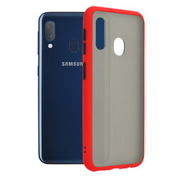 Husa Samsung Galaxy A20e Mobster Chroma Cu Butoane Si Margini Colorate - Rosu
