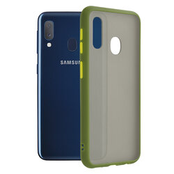 Husa Samsung Galaxy A20e Mobster Chroma Cu Butoane Si Margini Colorate - Verde Deschis