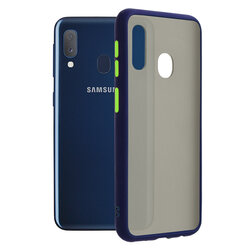 Husa Samsung Galaxy A20e Mobster Chroma Cu Butoane Si Margini Colorate - Albastru