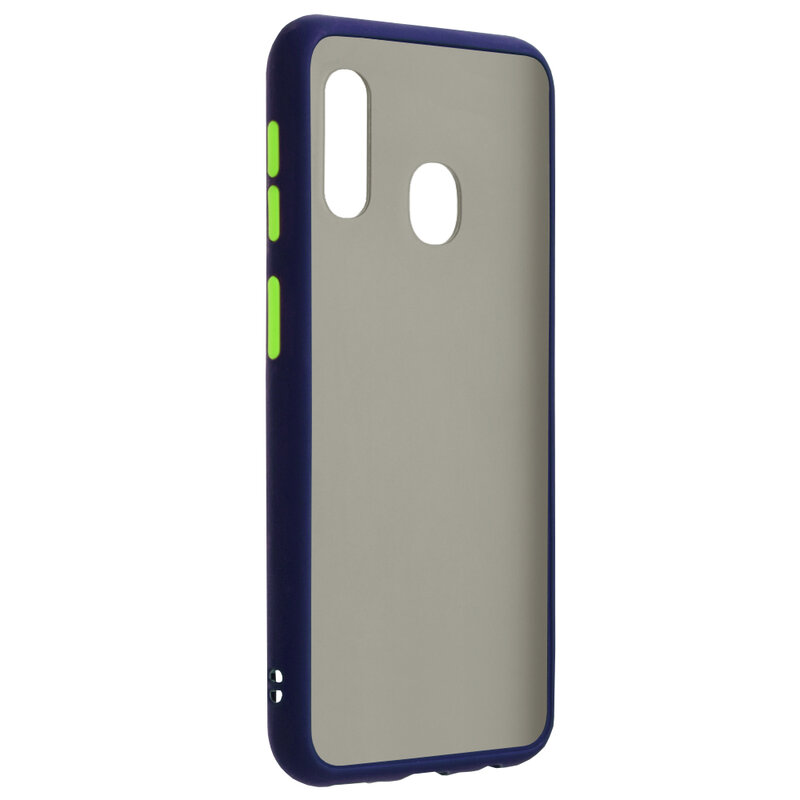 Husa Samsung Galaxy A20e Mobster Chroma Cu Butoane Si Margini Colorate - Albastru