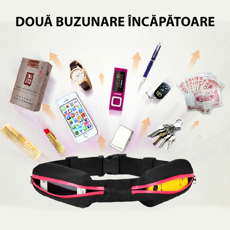 Husa Alergare Tip Curea Jogging Duble Pack Bag - Negru