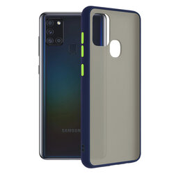 Husa Samsung Galaxy A21s Mobster Chroma Cu Butoane Si Margini Colorate - Albastru