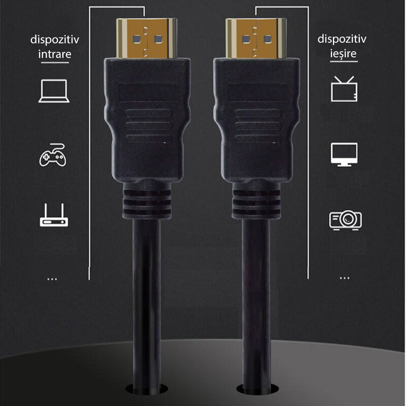 Cablu Video Digital HDMI La HDMI Contacte Aurite Transmisie Full HD (1080P) / HD (720P) 3m - AL-OEM-45 - Negru