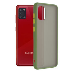 Husa Samsung Galaxy A31 Mobster Chroma Cu Butoane Si Margini Colorate - Verde Deschis