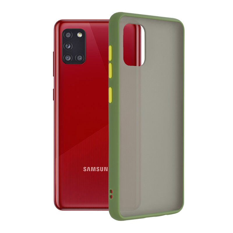 Husa Samsung Galaxy A31 Mobster Chroma Cu Butoane Si Margini Colorate - Verde Deschis