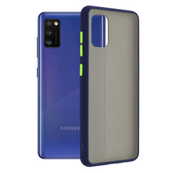 Husa Samsung Galaxy A41 Mobster Chroma Cu Butoane Si Margini Colorate - Albastru