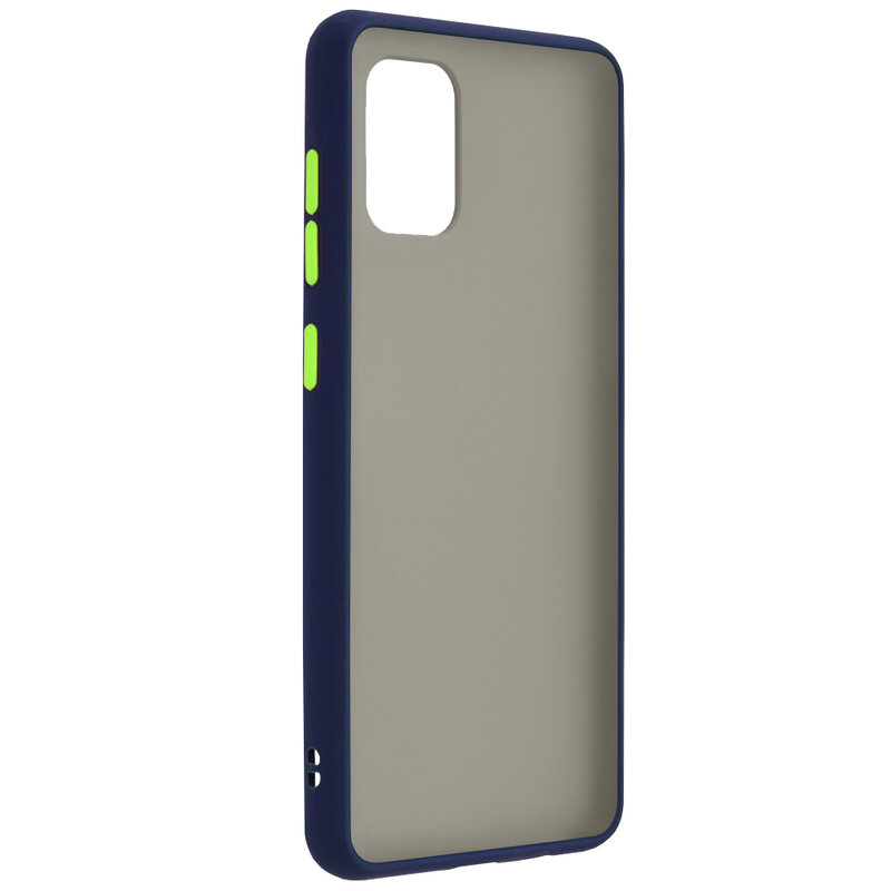 Husa Samsung Galaxy A41 Mobster Chroma Cu Butoane Si Margini Colorate - Albastru