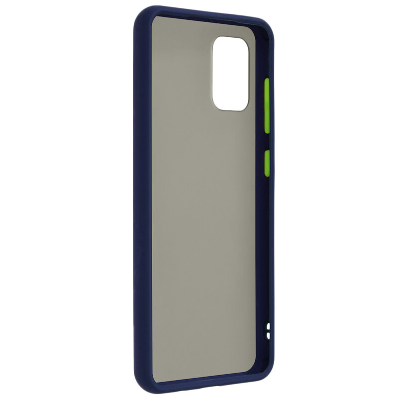 Husa Samsung Galaxy A41 Mobster Chroma Cu Butoane Si Margini Colorate - Albastru