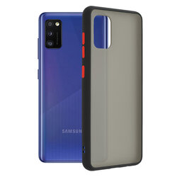 Husa Samsung Galaxy A41 Mobster Chroma Cu Butoane Si Margini Colorate - Negru