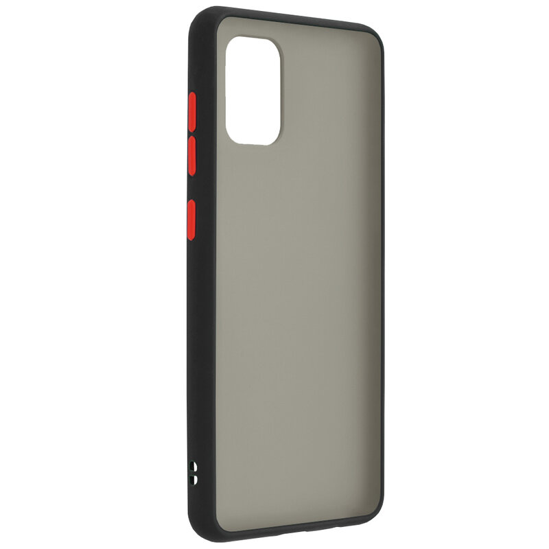 Husa Samsung Galaxy A41 Mobster Chroma Cu Butoane Si Margini Colorate - Negru