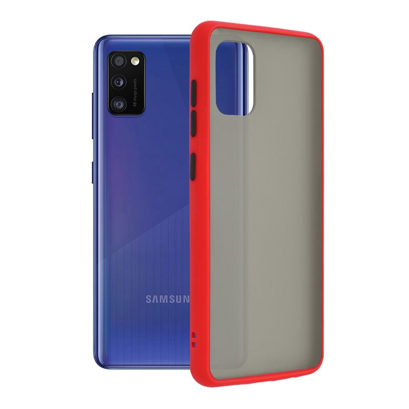 Husa Samsung Galaxy A41 Mobster Chroma Cu Butoane Si Margini Colorate - Rosu
